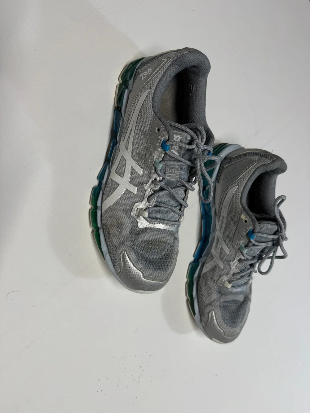 Asics Gray Athletic Mesh Sneakers with White Logo Accents